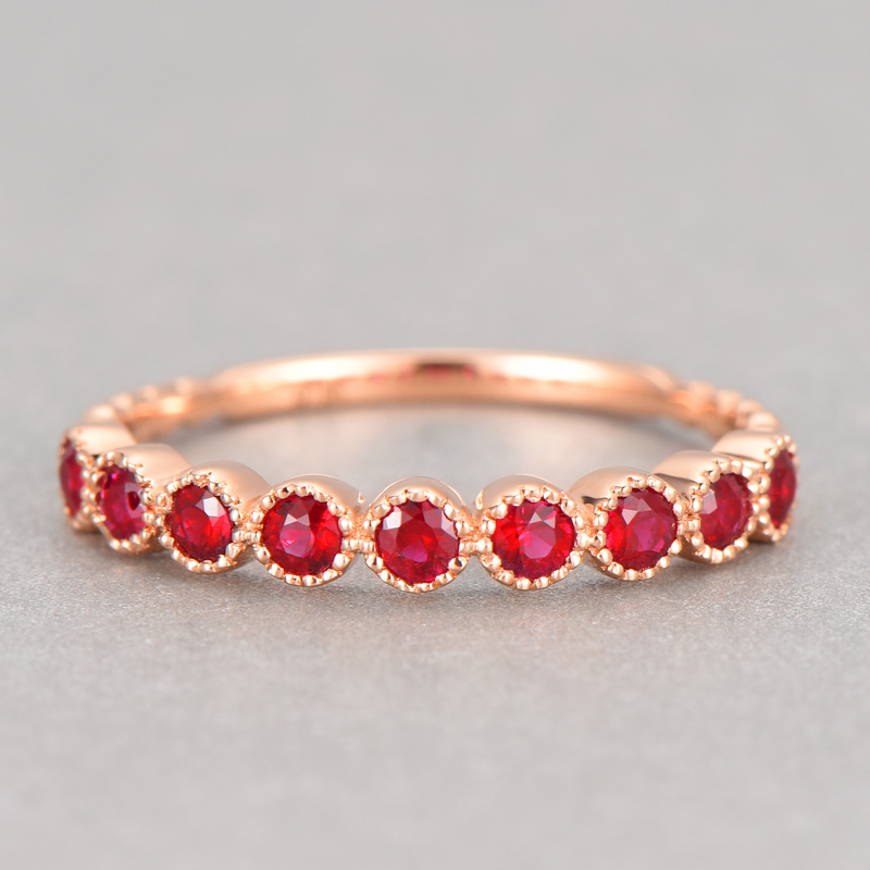 925 Sterling Silver Created Pink Sapphire Rope Band Stackable Rings Pave Setting  Sapphire Jewelry Ring 925