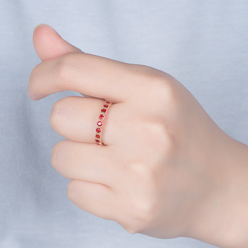 925 Sterling Silver Created Pink Sapphire Rope Band Stackable Rings Pave Setting  Sapphire Jewelry Ring 925