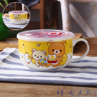 蒸蛋燉燕窩陶瓷蓋保鮮碗 家用芋圓西米露帶把手陶瓷湯盅保鮮碗原始圖片2