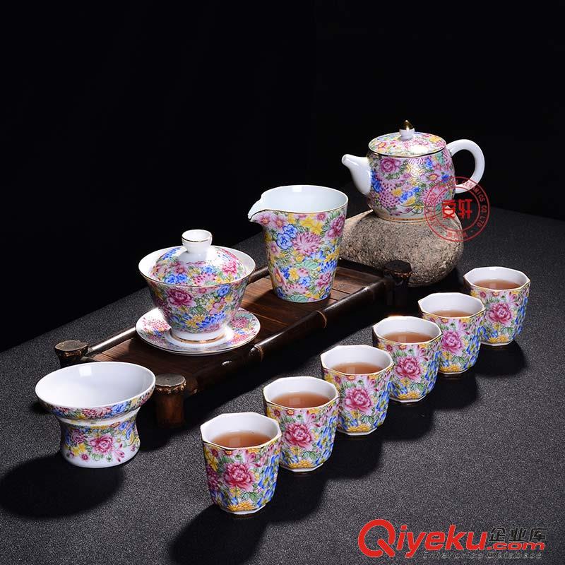 商務禮品定做茶具，景德鎮金邊茶具套裝