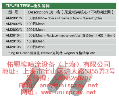 上海固瑞克AM2801N滤网